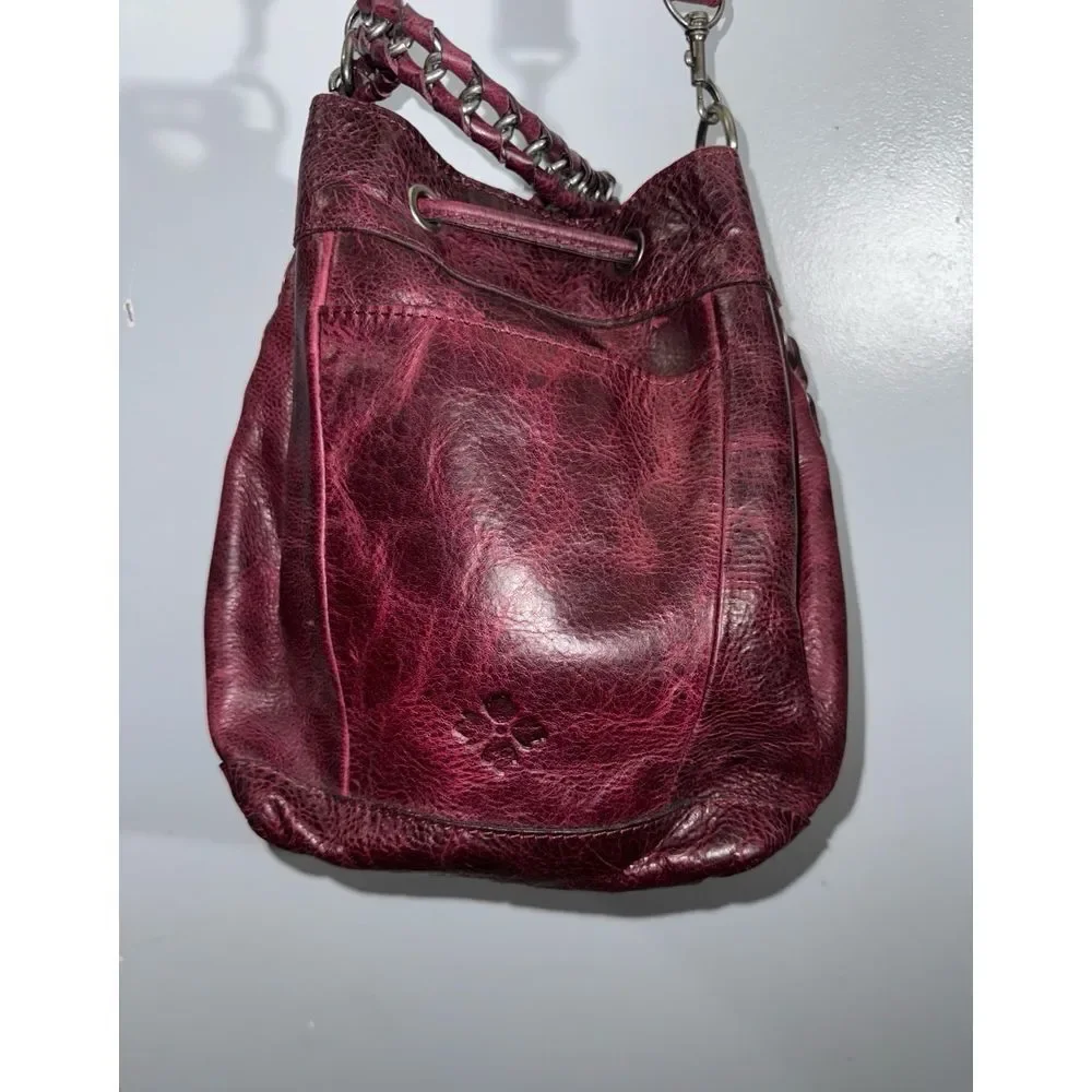 Patricia Nash Martina crossbody drawstring bag grommets and lacing burgundy red - Picture 7 of 12